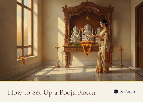 How to set up a pooja room at home with silver-plated idols in a wooden mandir in the north-east corner