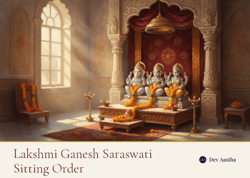 Lakshmi Ganesh Saraswati silver-plated idol set in the correct sitting position