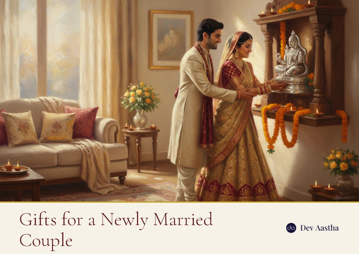 Silver-plated idols and blessings for a newly married couple, an heirloom wedding gift collection