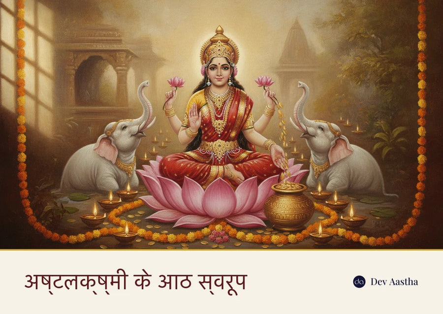 अष्टलक्ष्मी के आठ स्वरूप, माँ लक्ष्मी कमल पर विराजमान गज लक्ष्मी रूप में
