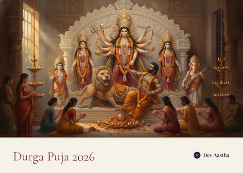 Durga Puja 2026 pandal with a ten-armed Goddess Durga idol slaying Mahishasura