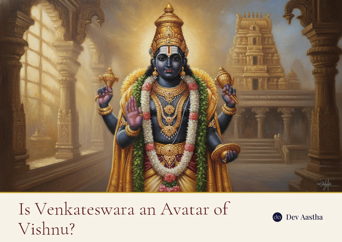 Lord Venkateswara of Tirumala, a form of Vishnu, holding conch and discus