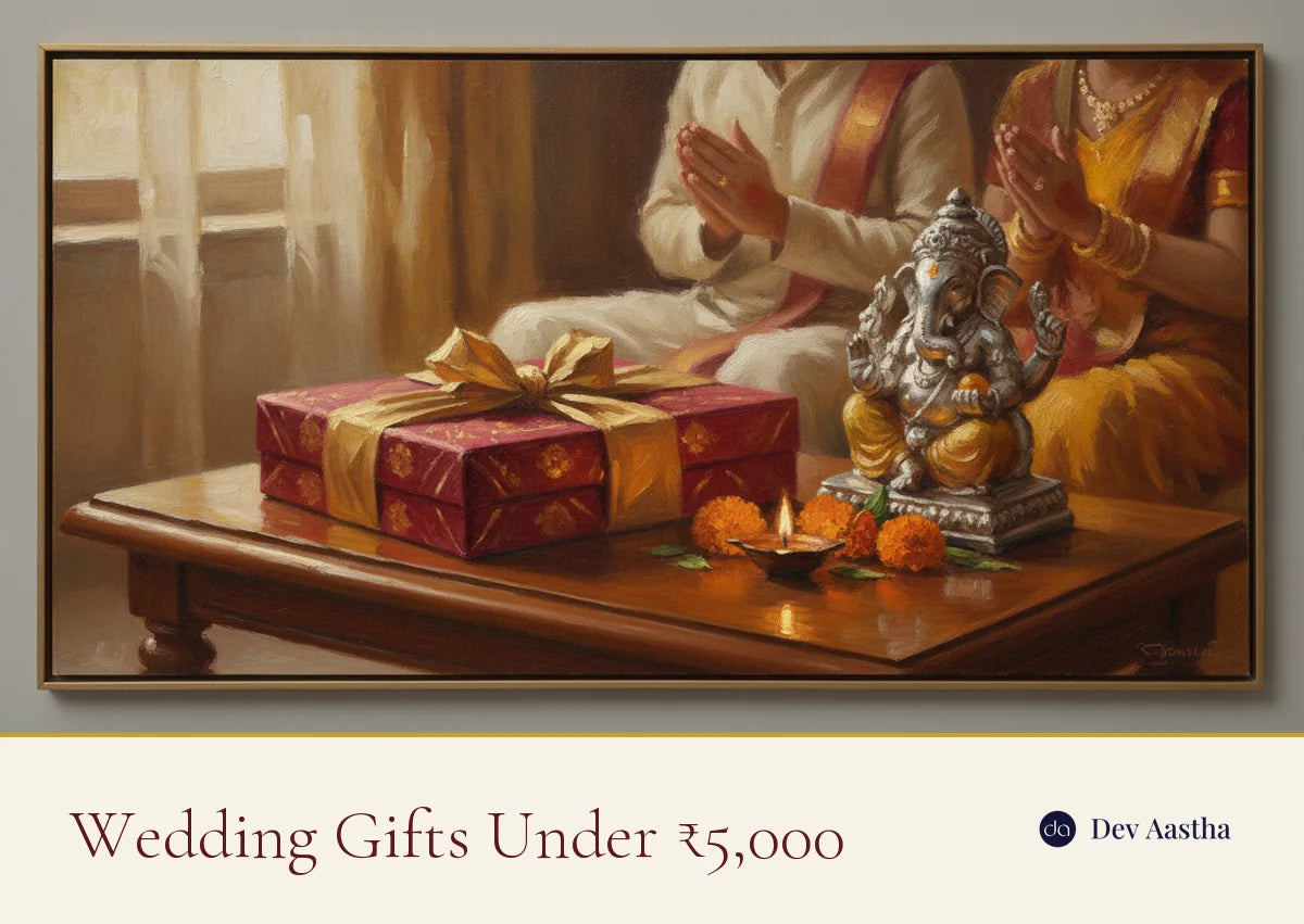 Best wedding gifts for a couple under 5000 - auspicious silver-plated idols