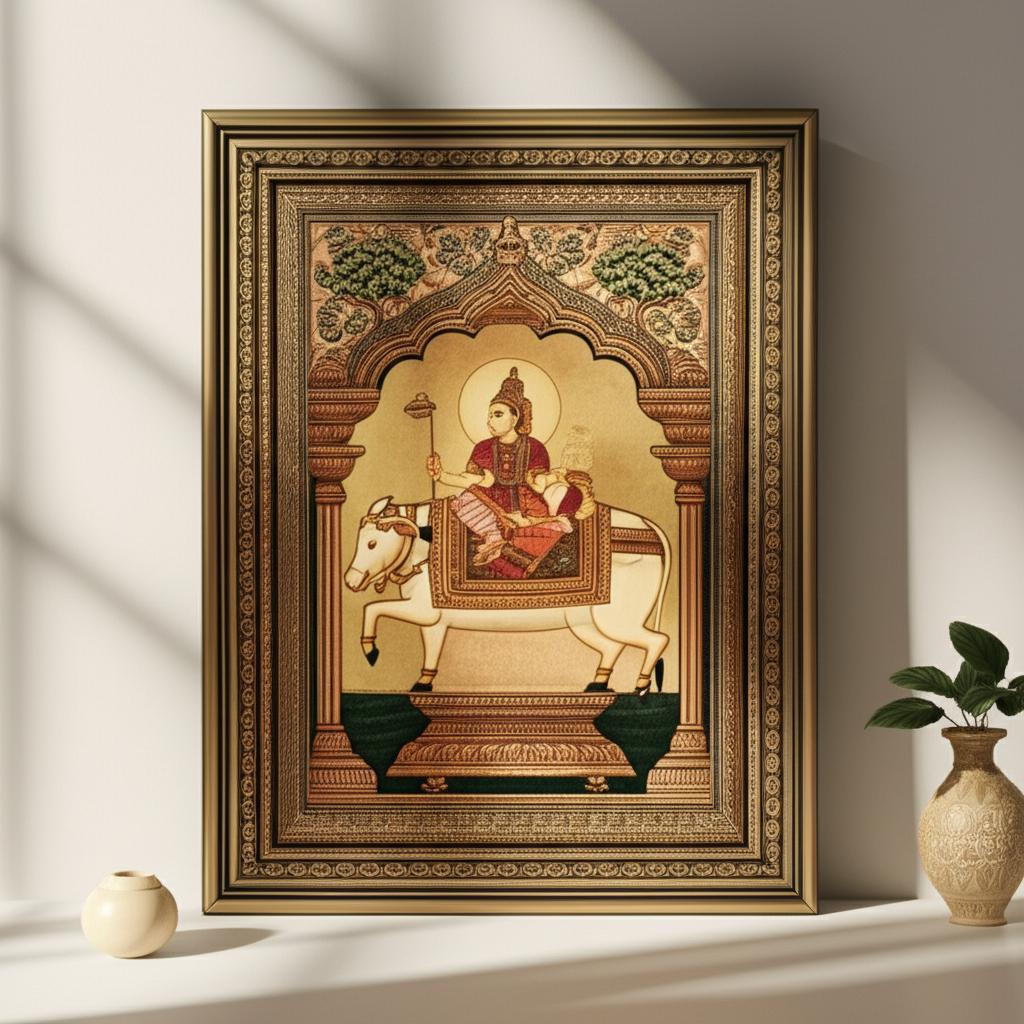 Beyond the Canvas: Kamdhenu Cow Idols & Indian Tanjore Paintings for Divine Home Decor