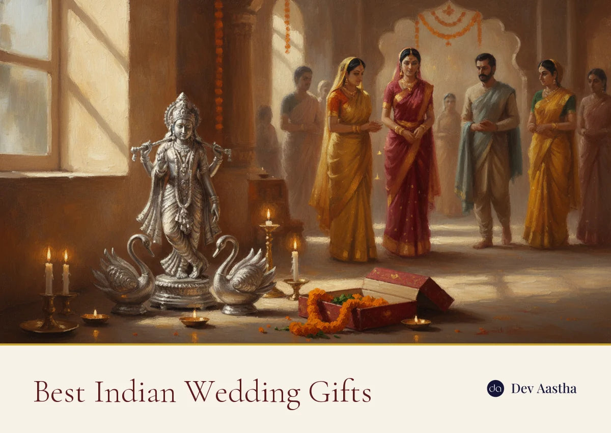 Best Indian wedding gifts for couples, silver-plated idols and gift box