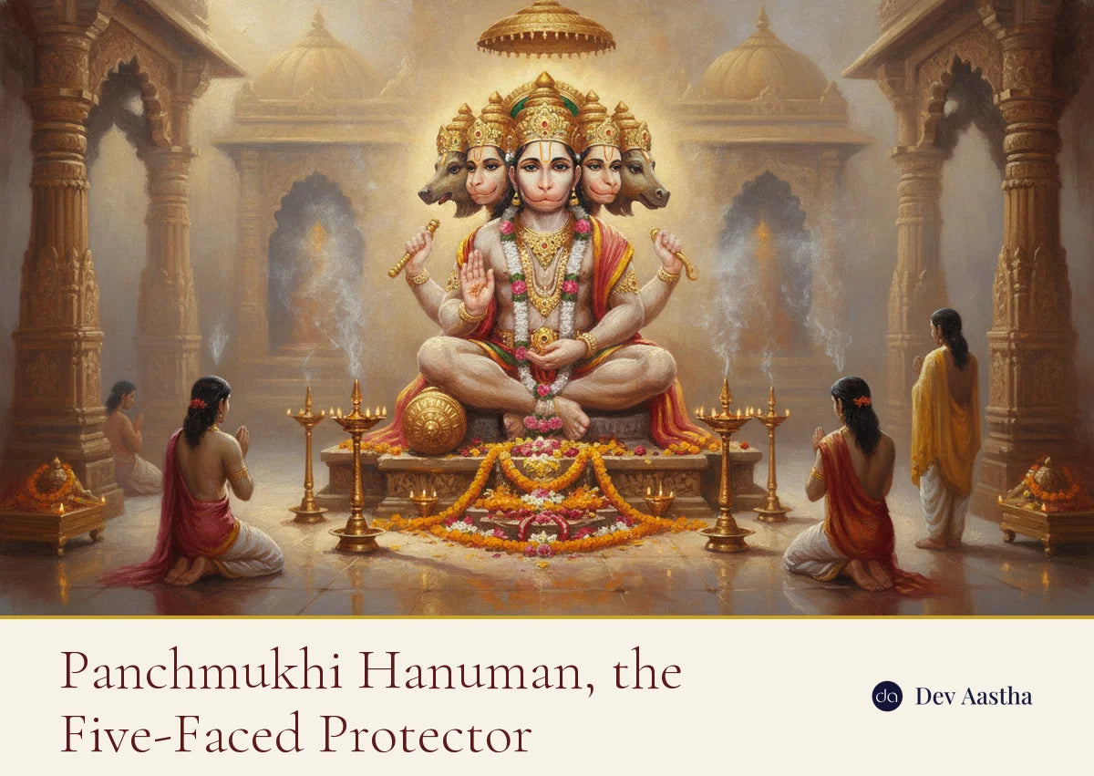 Panchmukhi Hanuman, the five-faced protector, in a temple shrine
