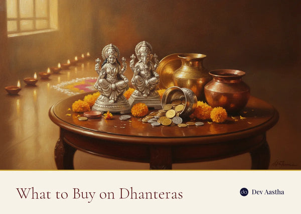 What to buy on Dhanteras: silver-plated Lakshmi and Ganesha idols, a kalash, brass and copper vessels, gold and silver coins, diyas and marigolds