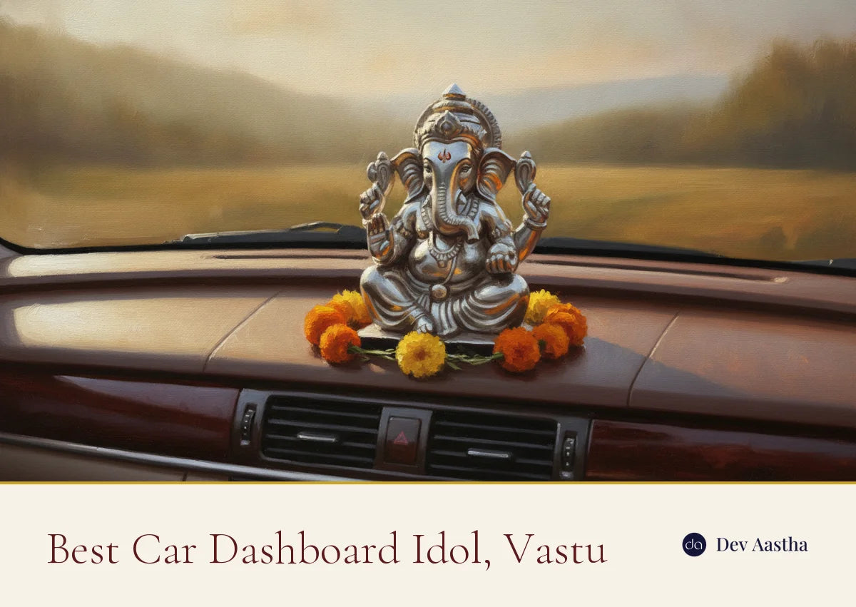Best idol for car dashboard as per Vastu, a silver-plated Ganesha on a car dashboard
