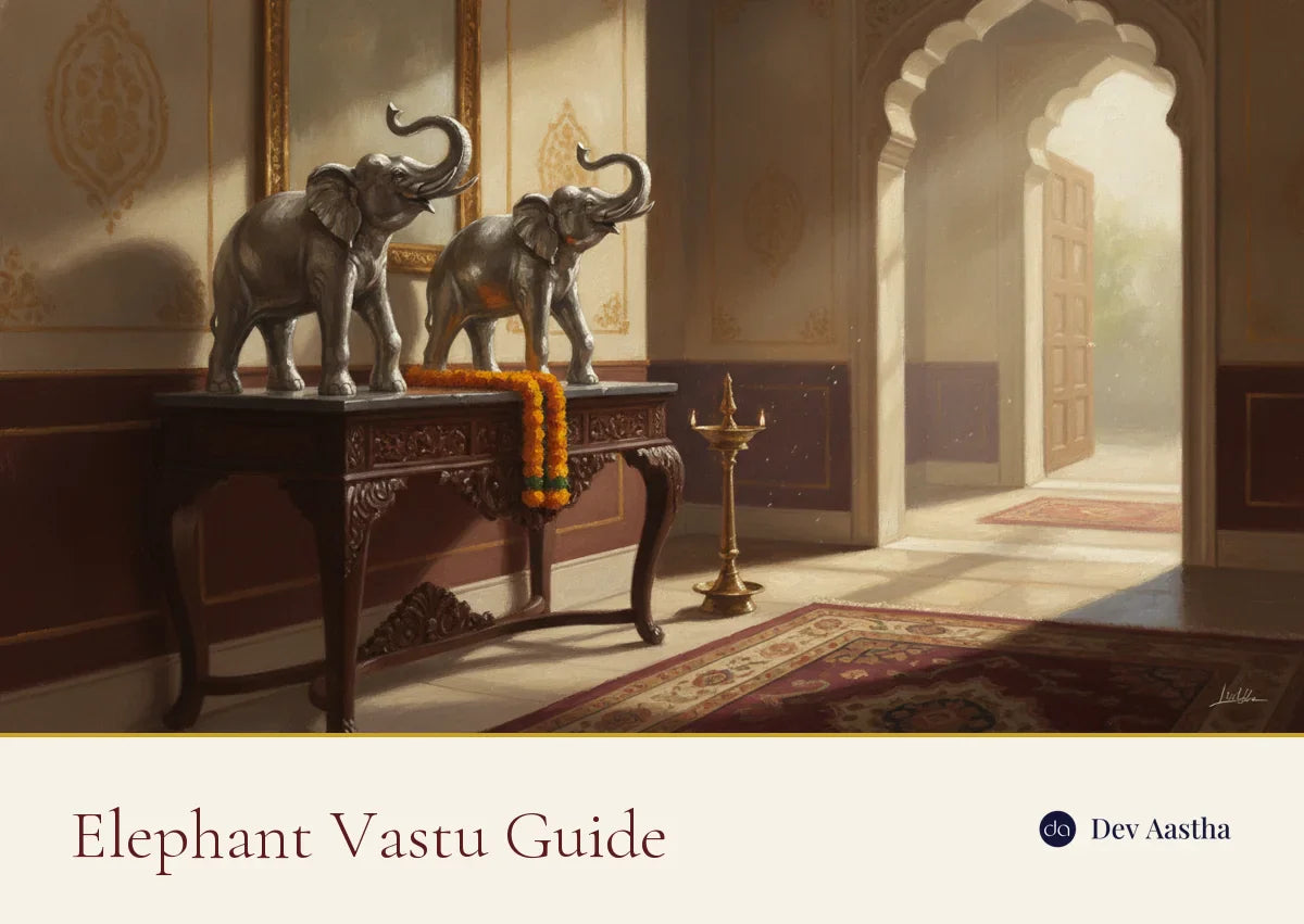Silver-plated elephant pair for vastu at a home entrance, elephant vastu placement guide