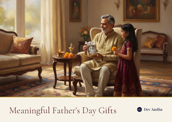 Meaningful Father's Day gifts, a father receiving a silver-plated idol from his daughter