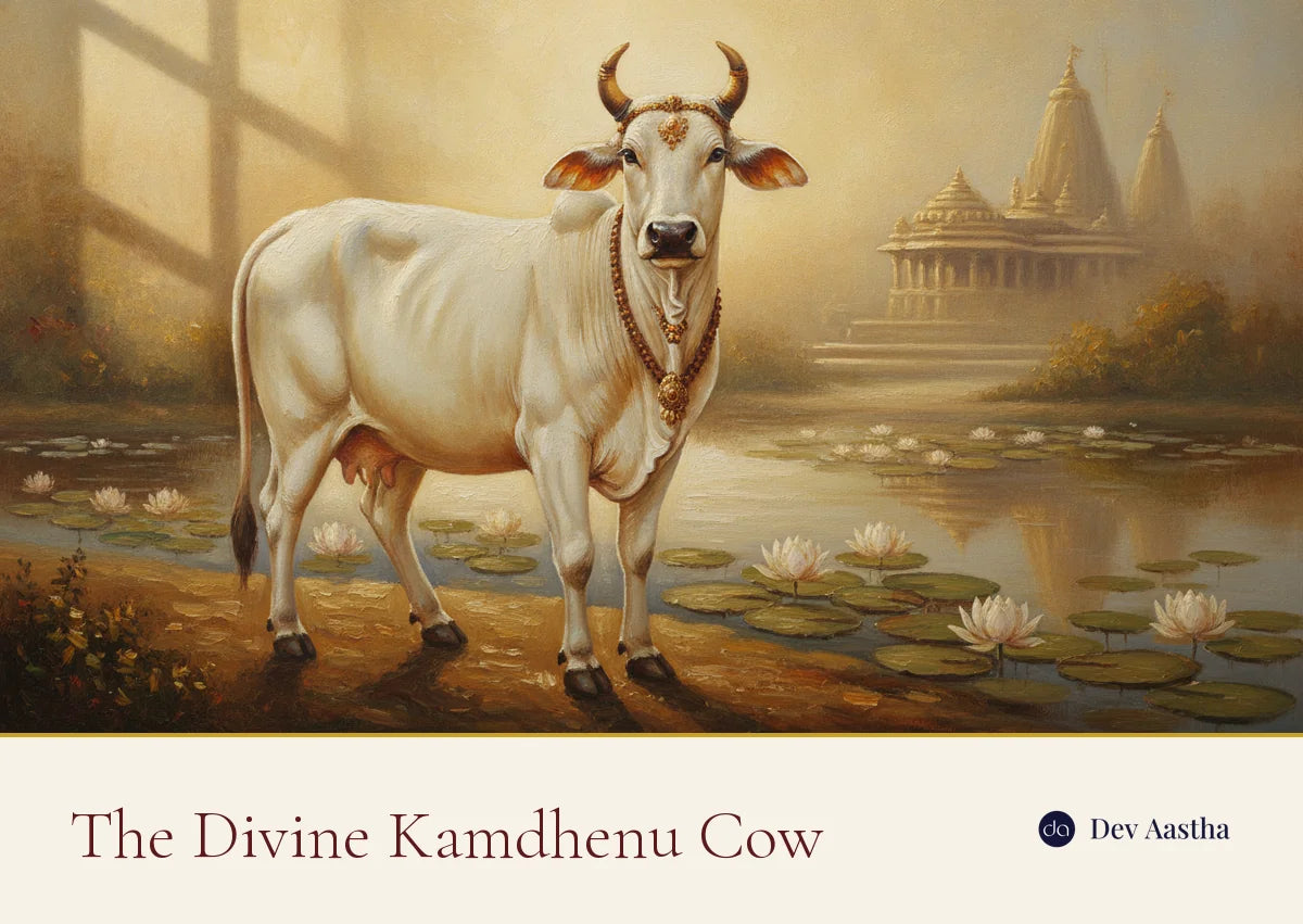 The divine Kamdhenu cow, Surabhi, mother of all cows in Hindu tradition