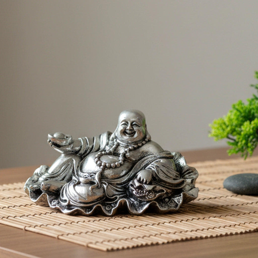 Silver-Plated Laughing Buddha
