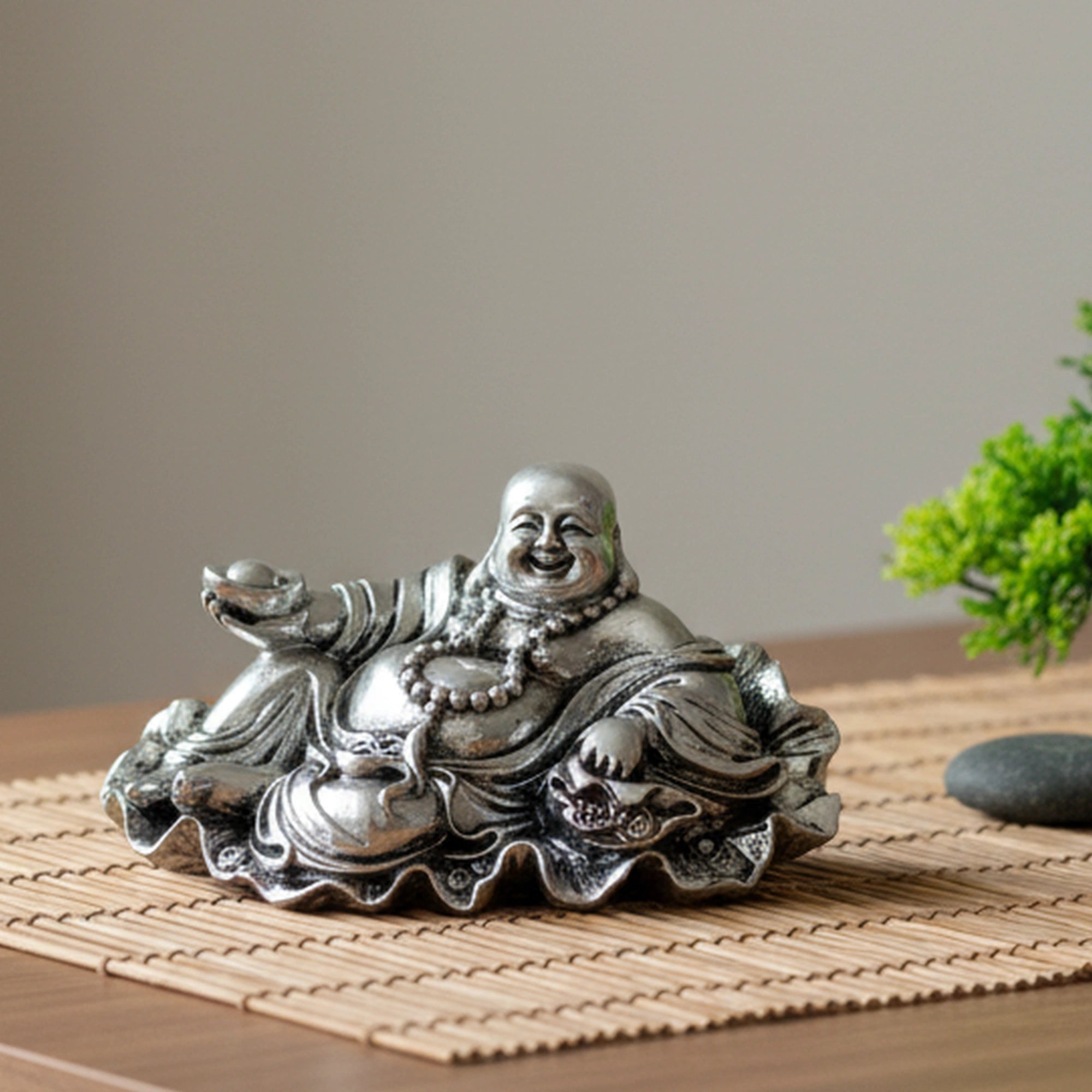 Silver-Plated Laughing Buddha