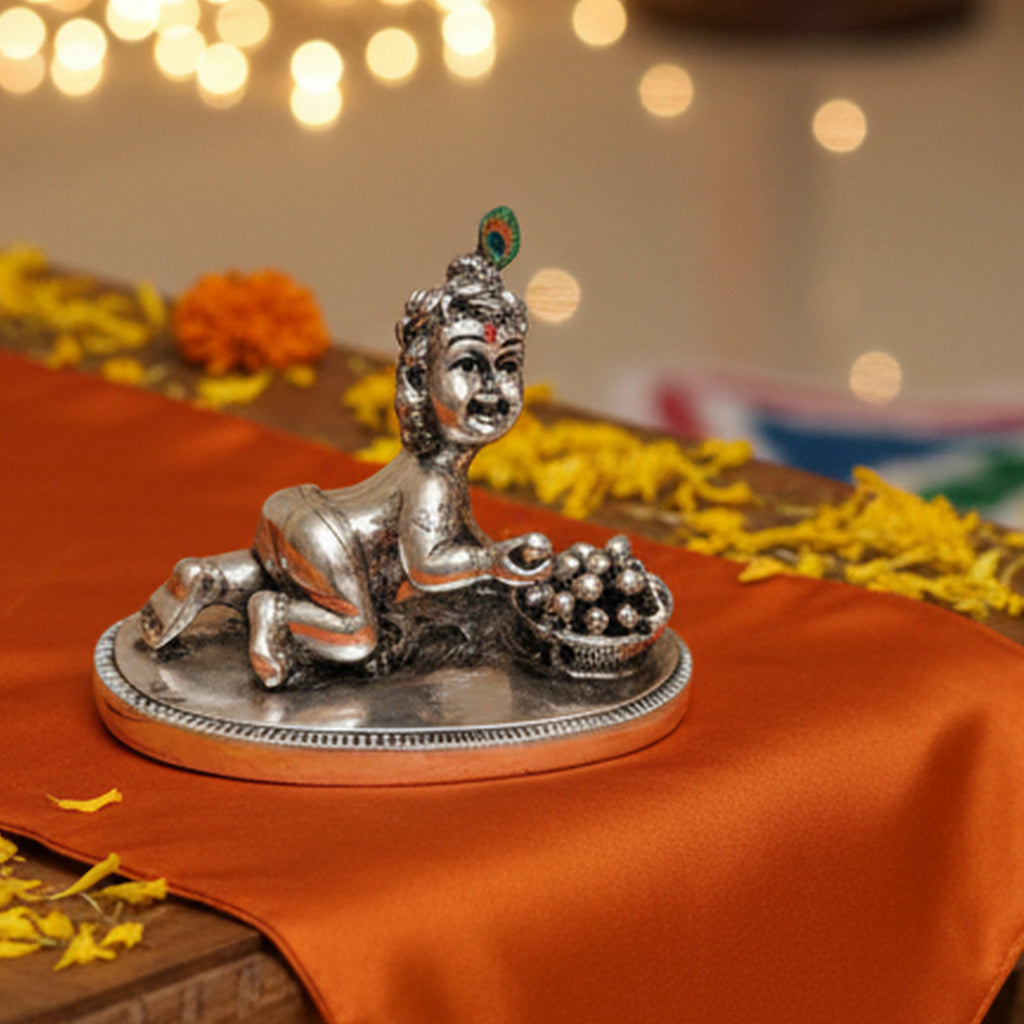 Laddu Gopal 999 Silver-Plated Small Idol