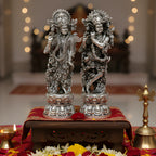 Radha Krishna Silver-Plated Idol Set