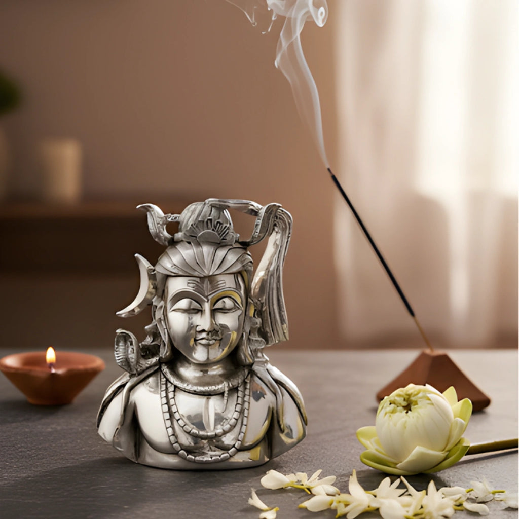 Lord Shiva Face Silver-Plated Idol