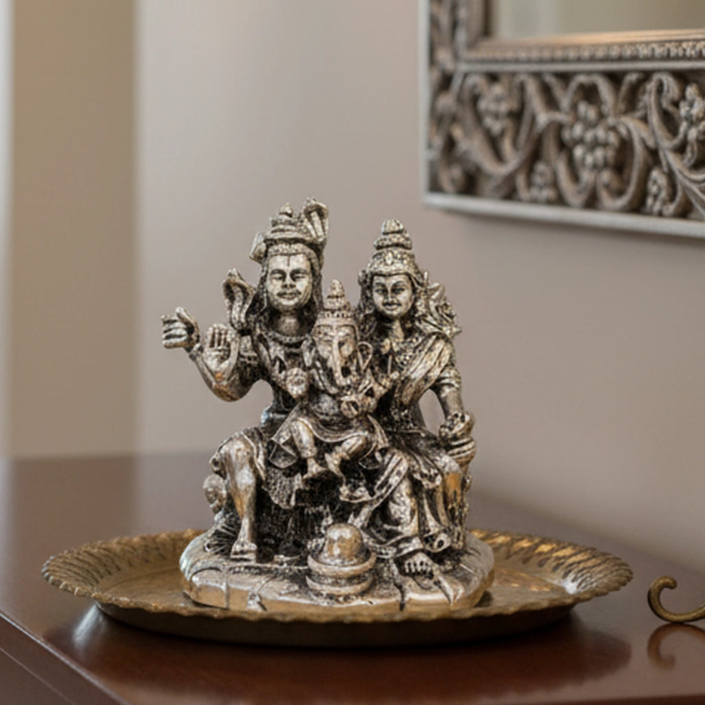 Lord Shiva Family Silver-Plated (Shiv Parivar) Idol Set