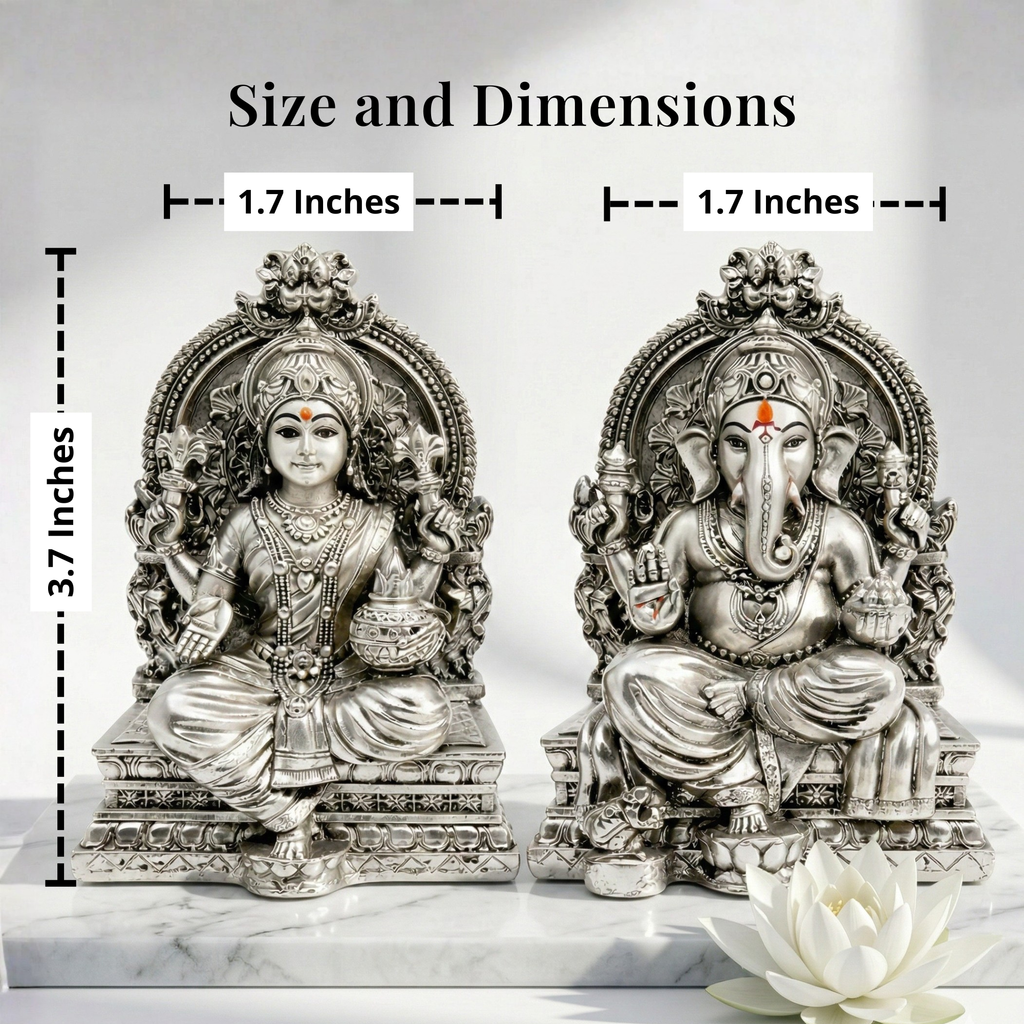 Lakshmi Ganesh Silver-Plated Idol Set | Standard (3.7")