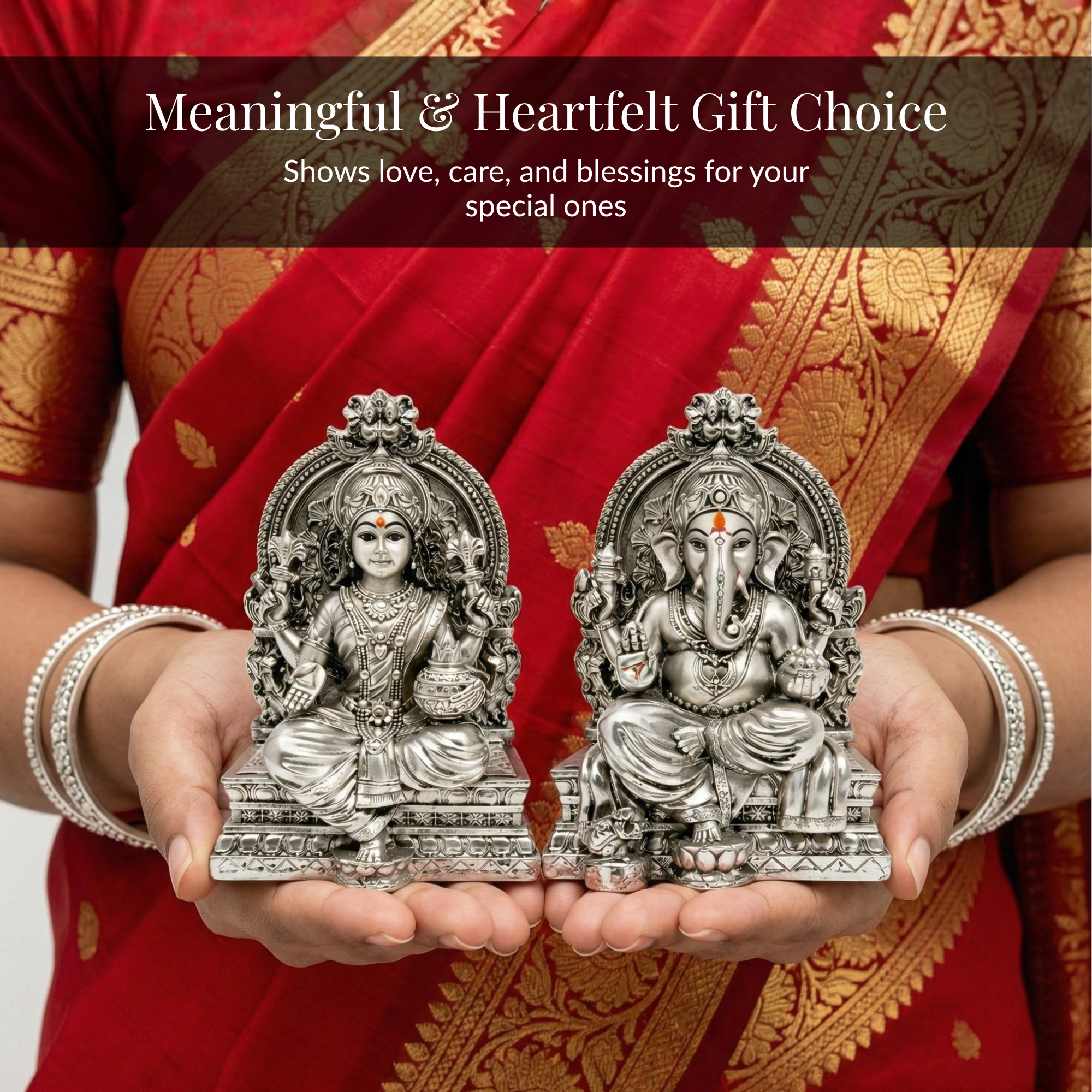 Lakshmi Ganesh Silver-Plated Idol Set | Standard (3.7")