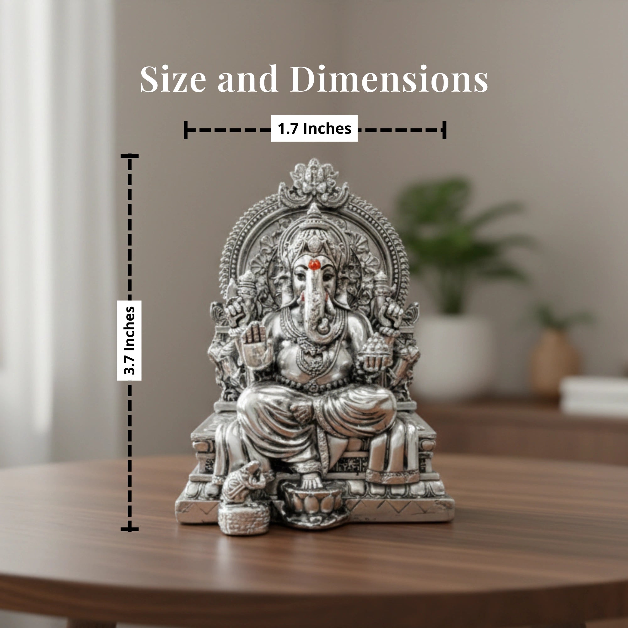 Throne Ganesha Silver-Plated Idol | Standard (3.7") Secondary image