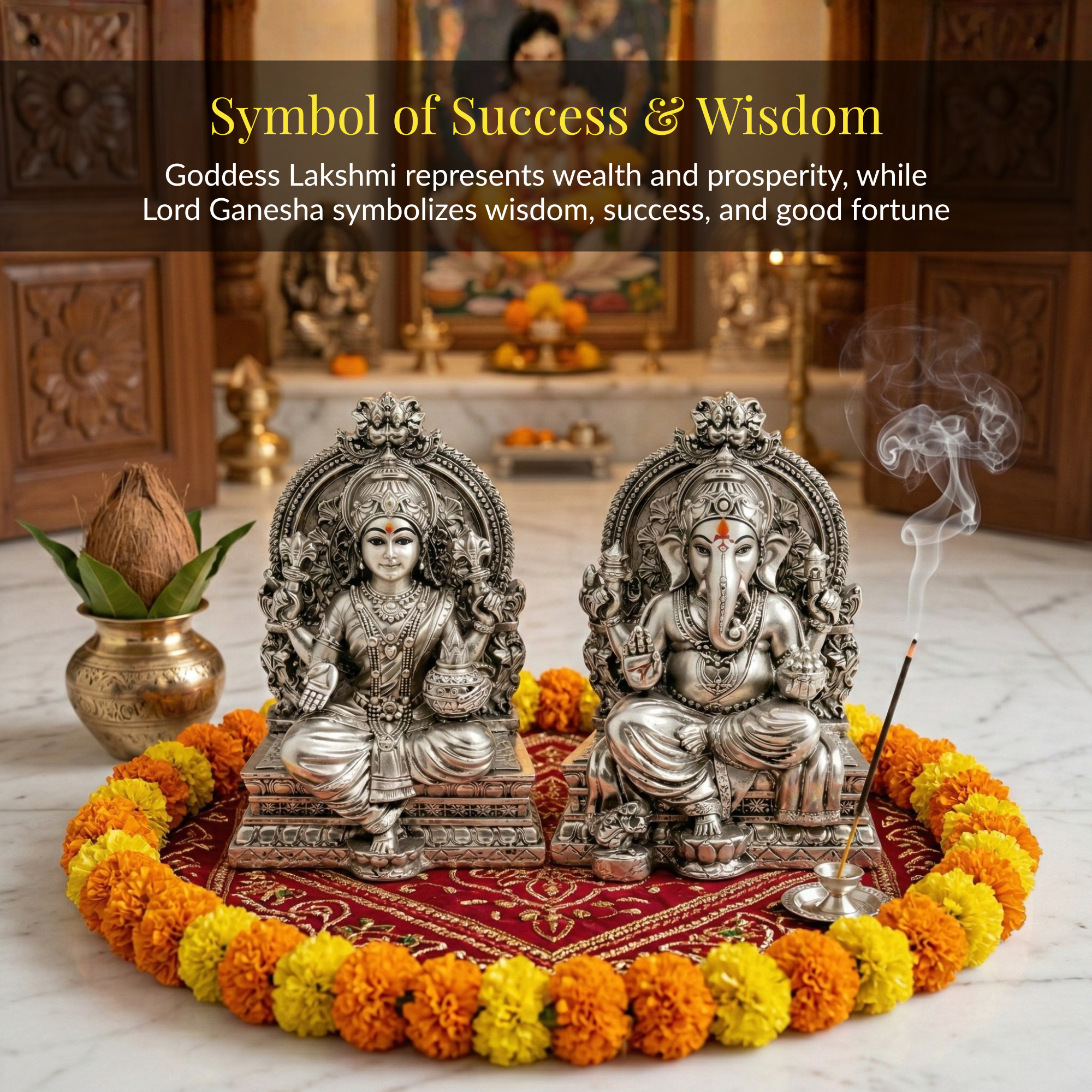 Lakshmi Ganesh Silver-Plated Idol Set | Standard (3.7")