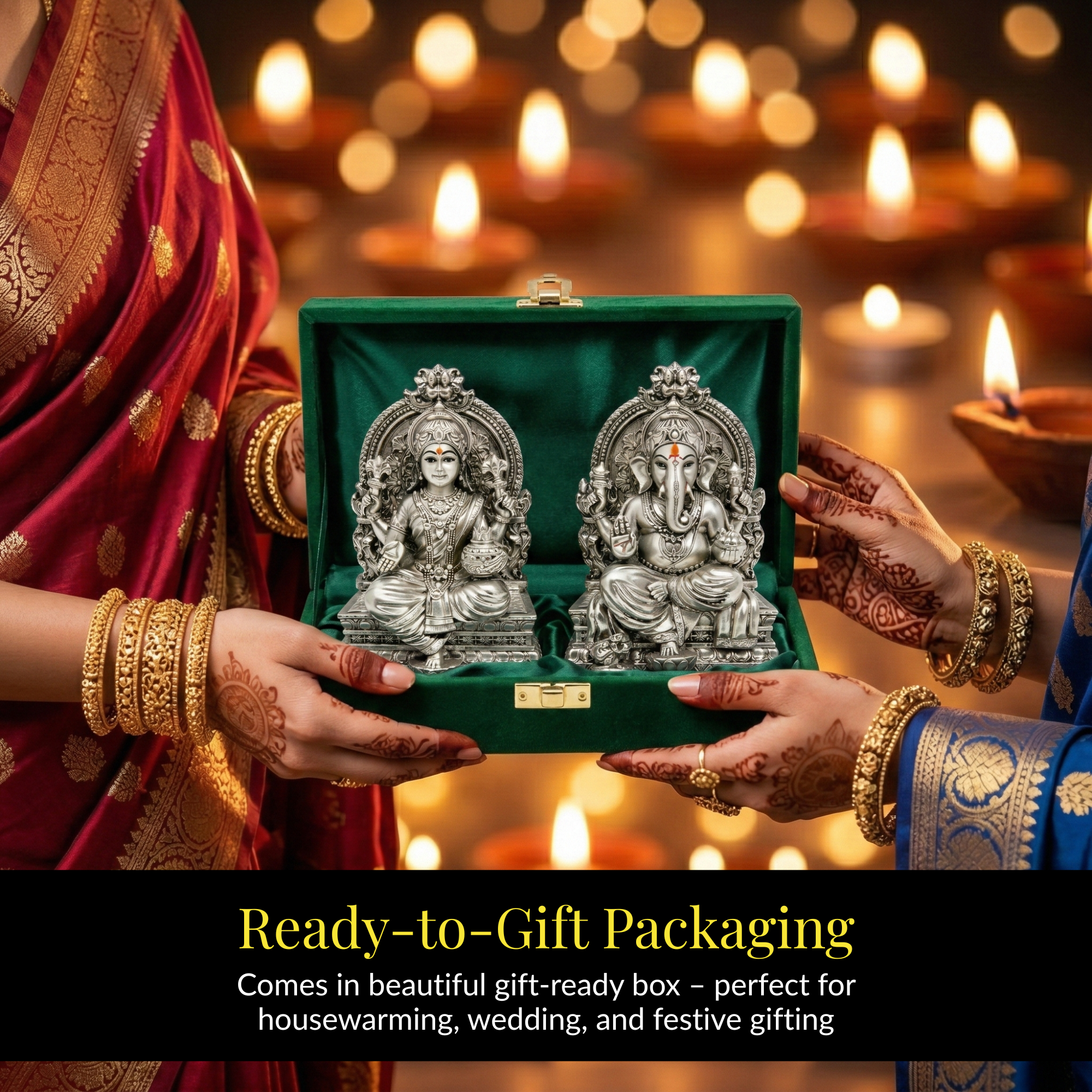 Lakshmi Ganesh Silver-Plated Idol Set | Standard (3.7")