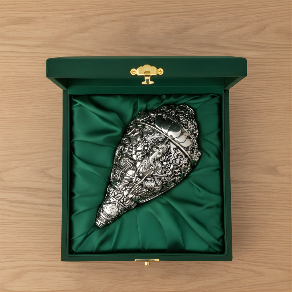 Ganesh Shankh Silver-Plated | Large (6")