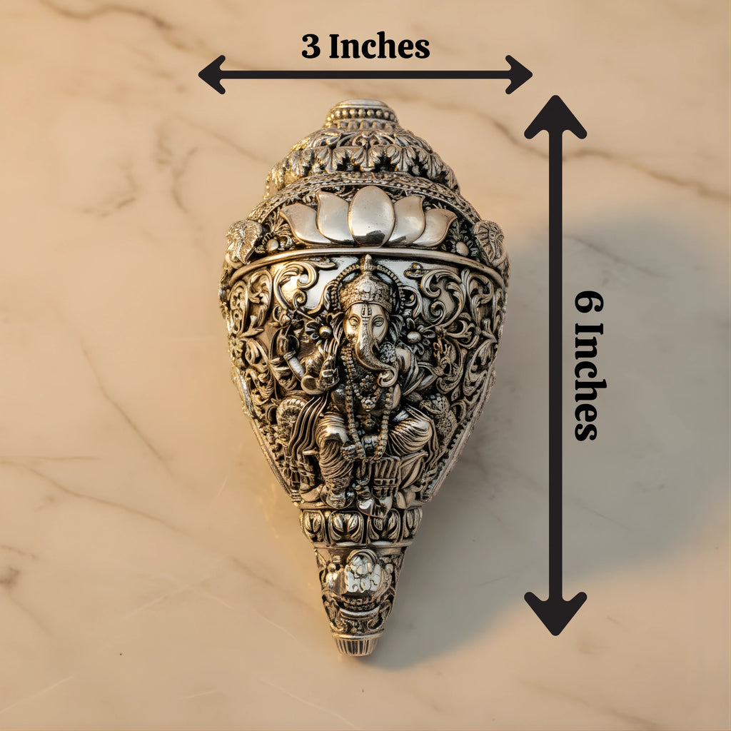 Ganesh Shankh Silver-Plated | Large (6")