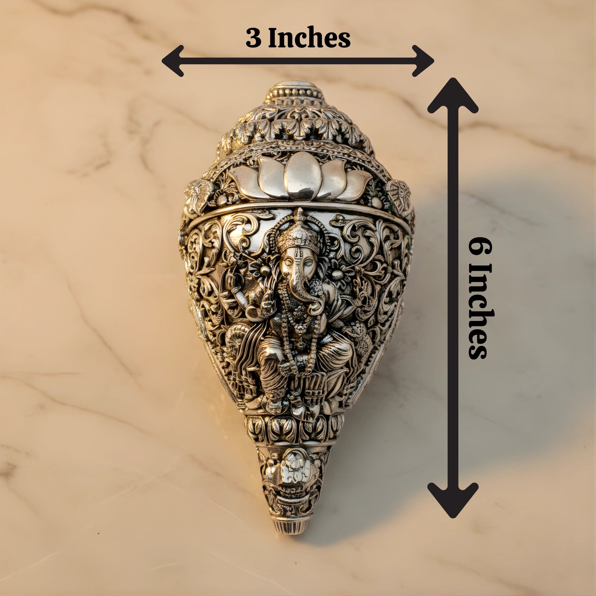 Ganesh Shankh Silver-Plated | Large (6")