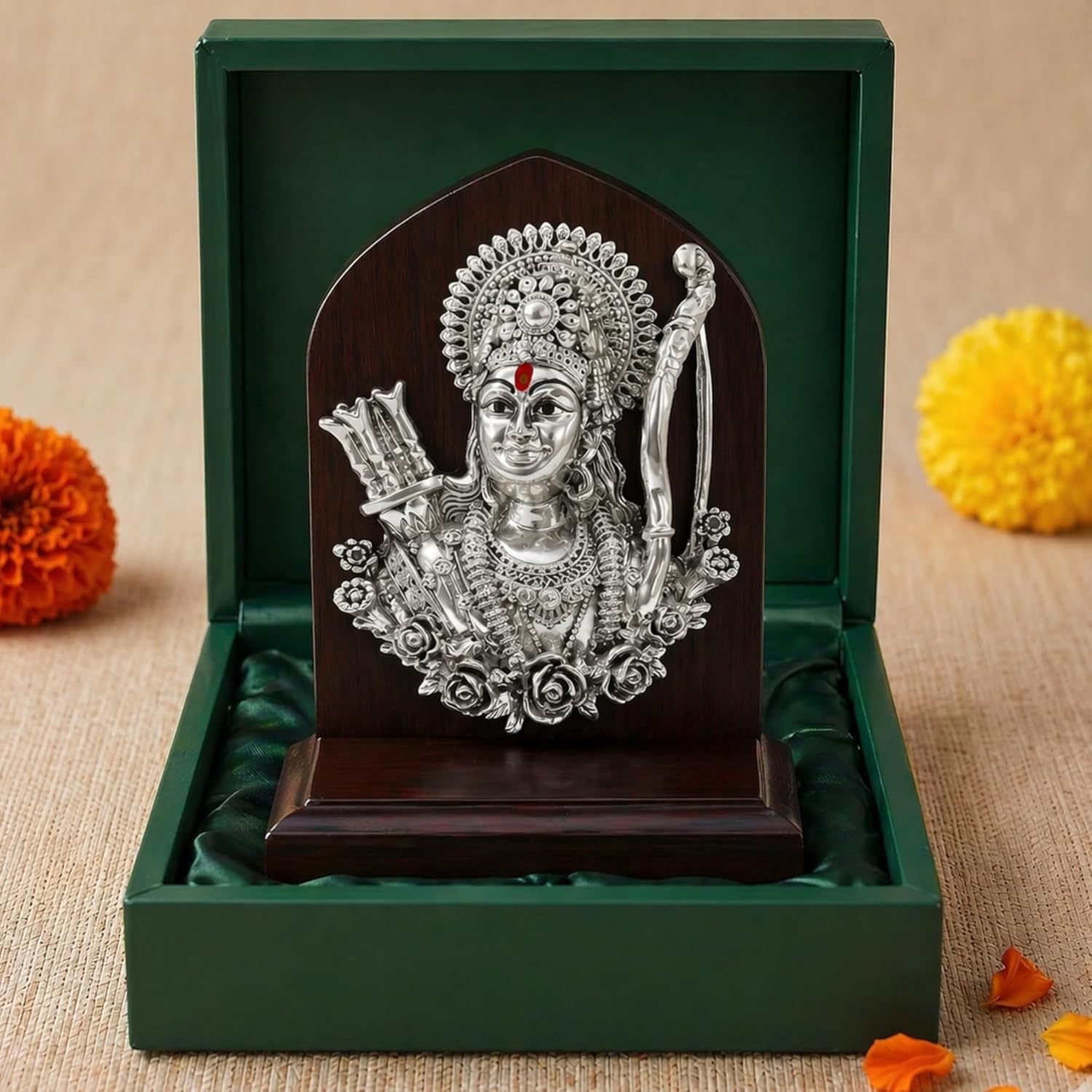 Premium Silver Plated Shri Ram Face Idol – 6 Inch Main image