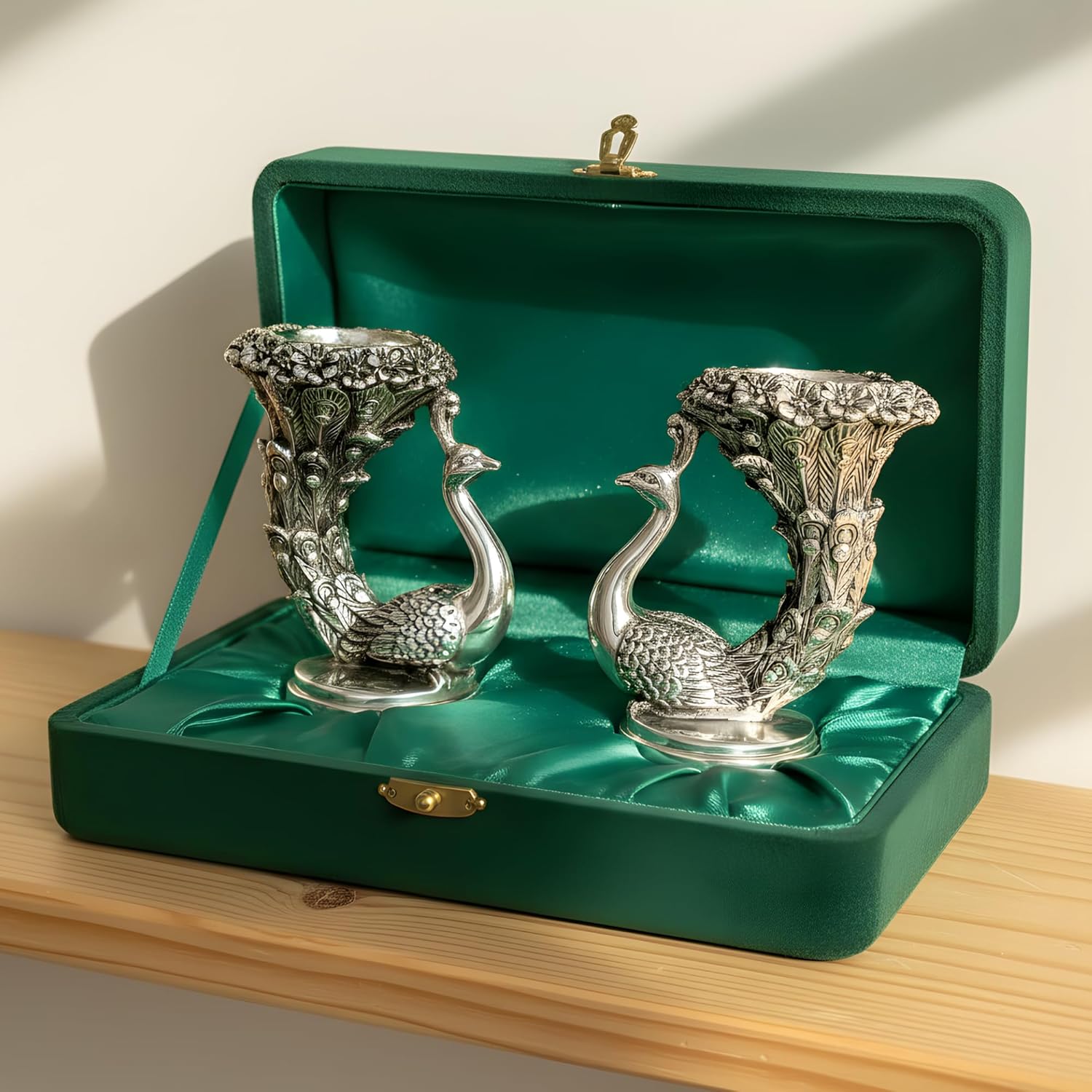 Peacock Candle Set Silver-Plated | Pack of 2 (5" each) Main image