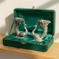 Peacock Candle Set Silver-Plated | Pack of 2 (5