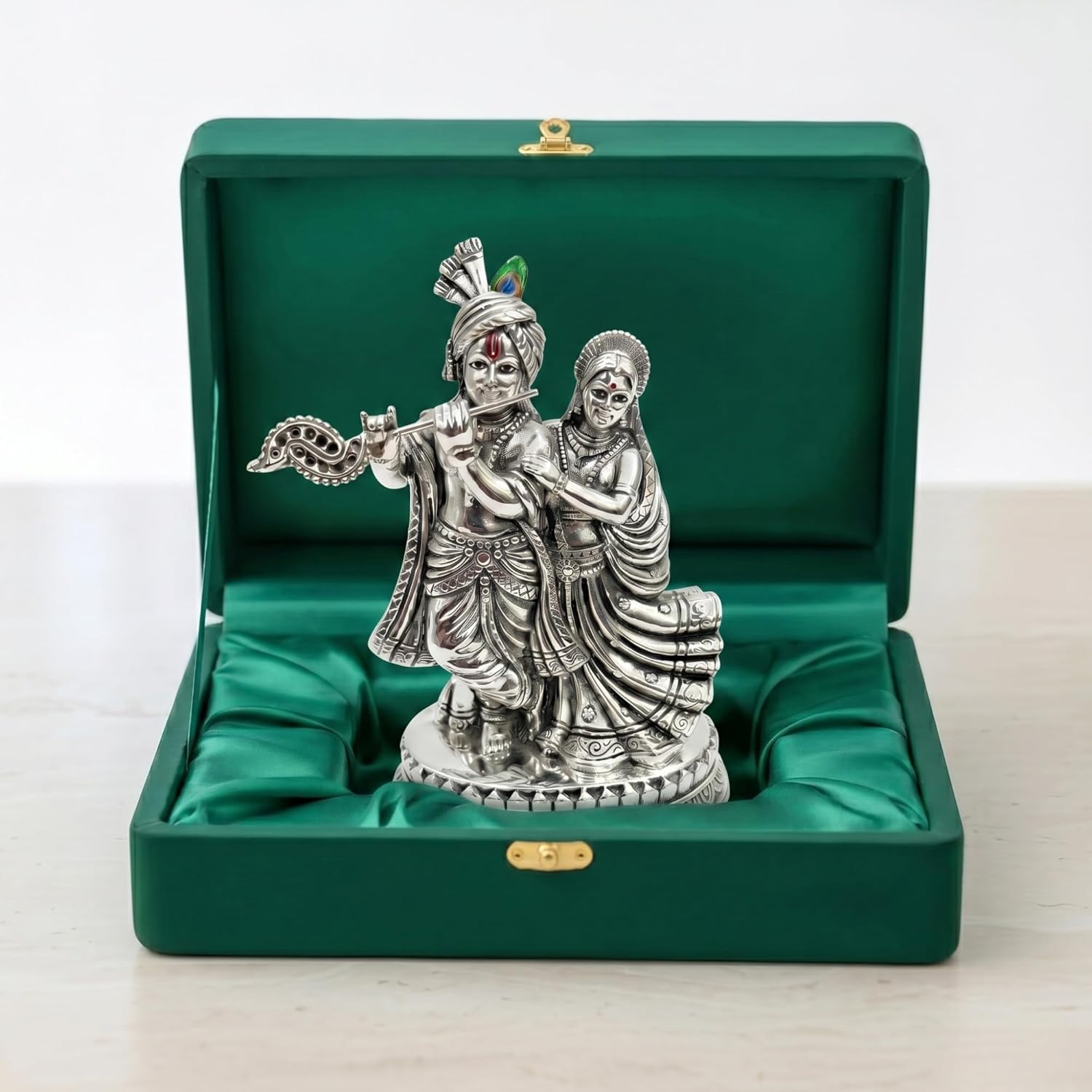 Premium Silver Plated Radha Krishna Idol – 5.3 Inch Main image