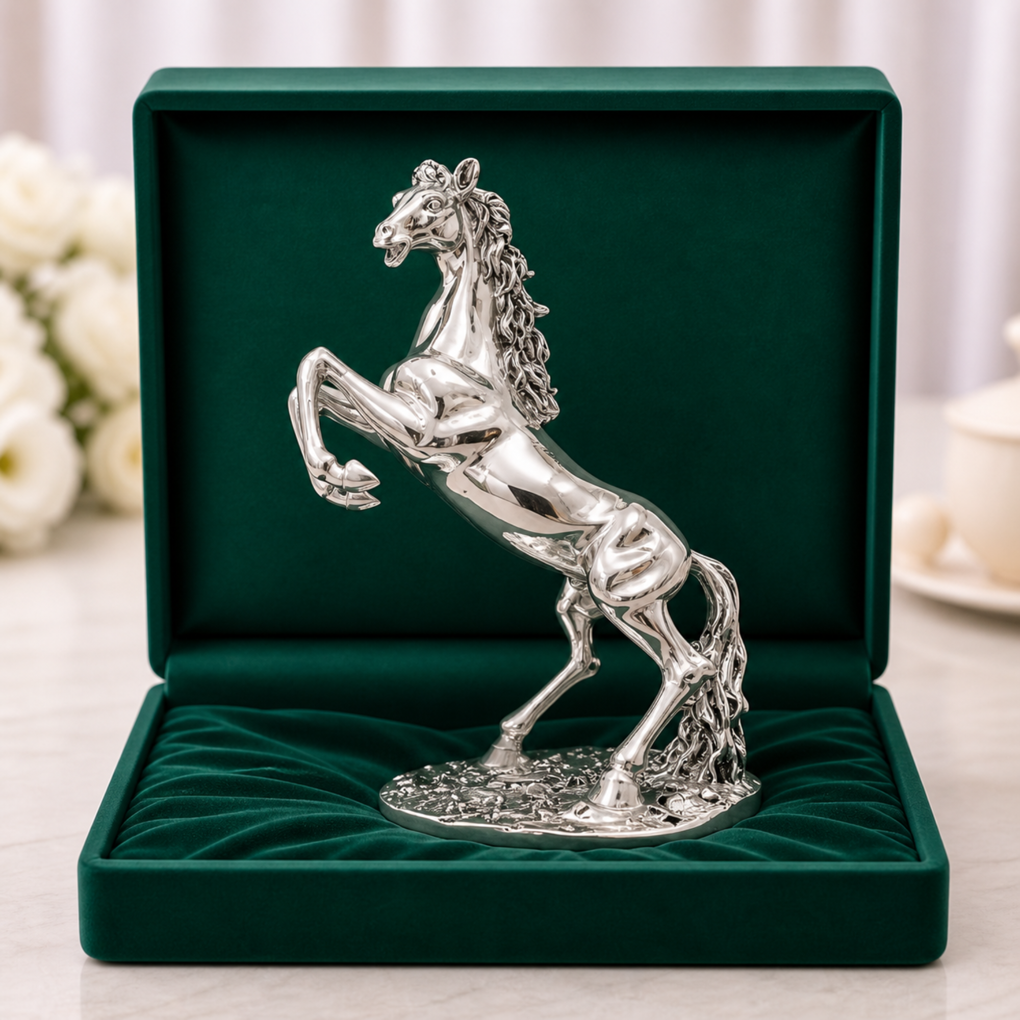 Standing Horse Silver-Plated Statue (7") Main image