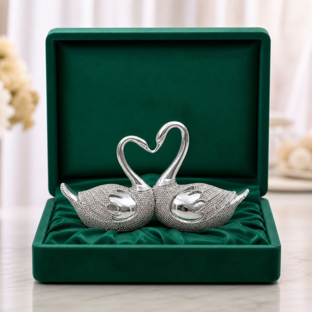Lovebirds Pair Silver-Plated Idol (3.5")