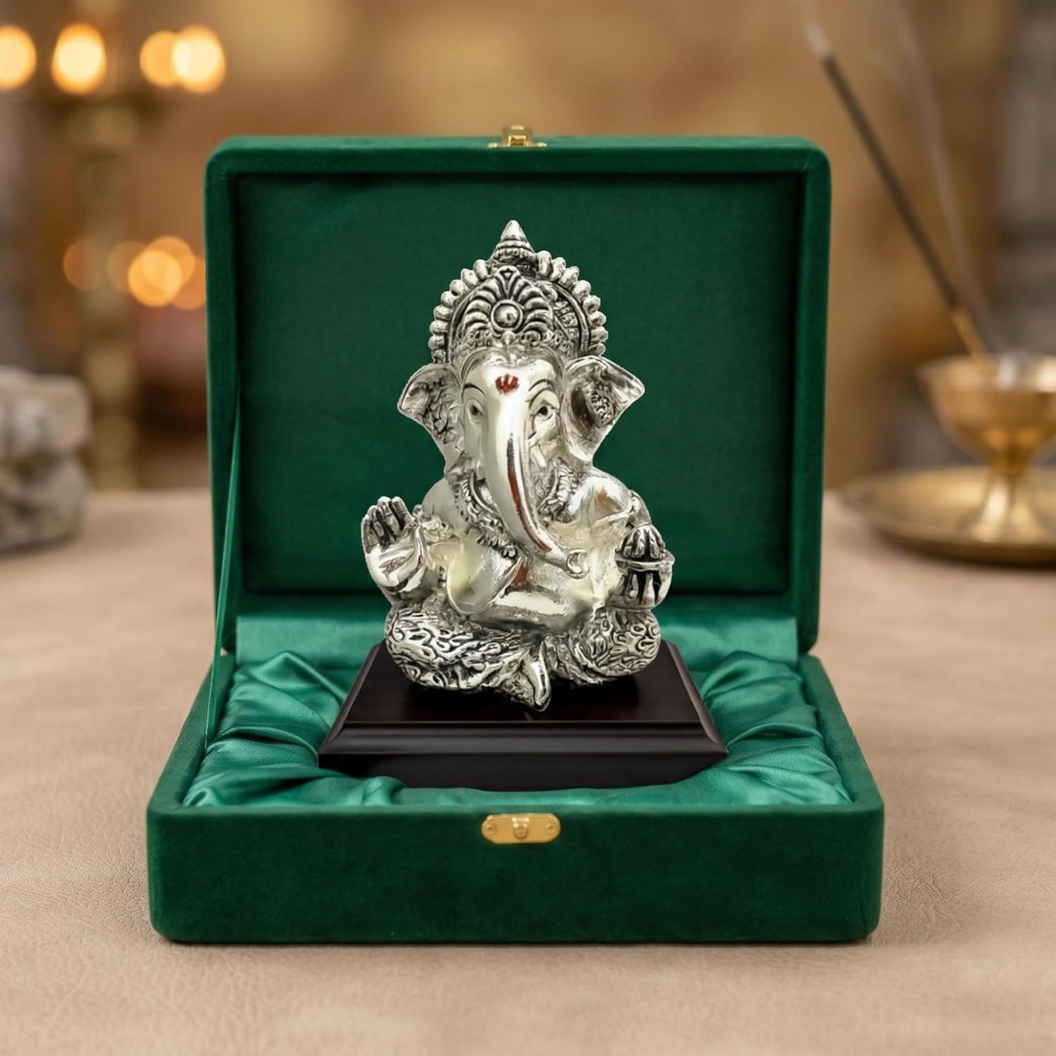 Ganesha Silver-Plated Idol (3.7") Main image