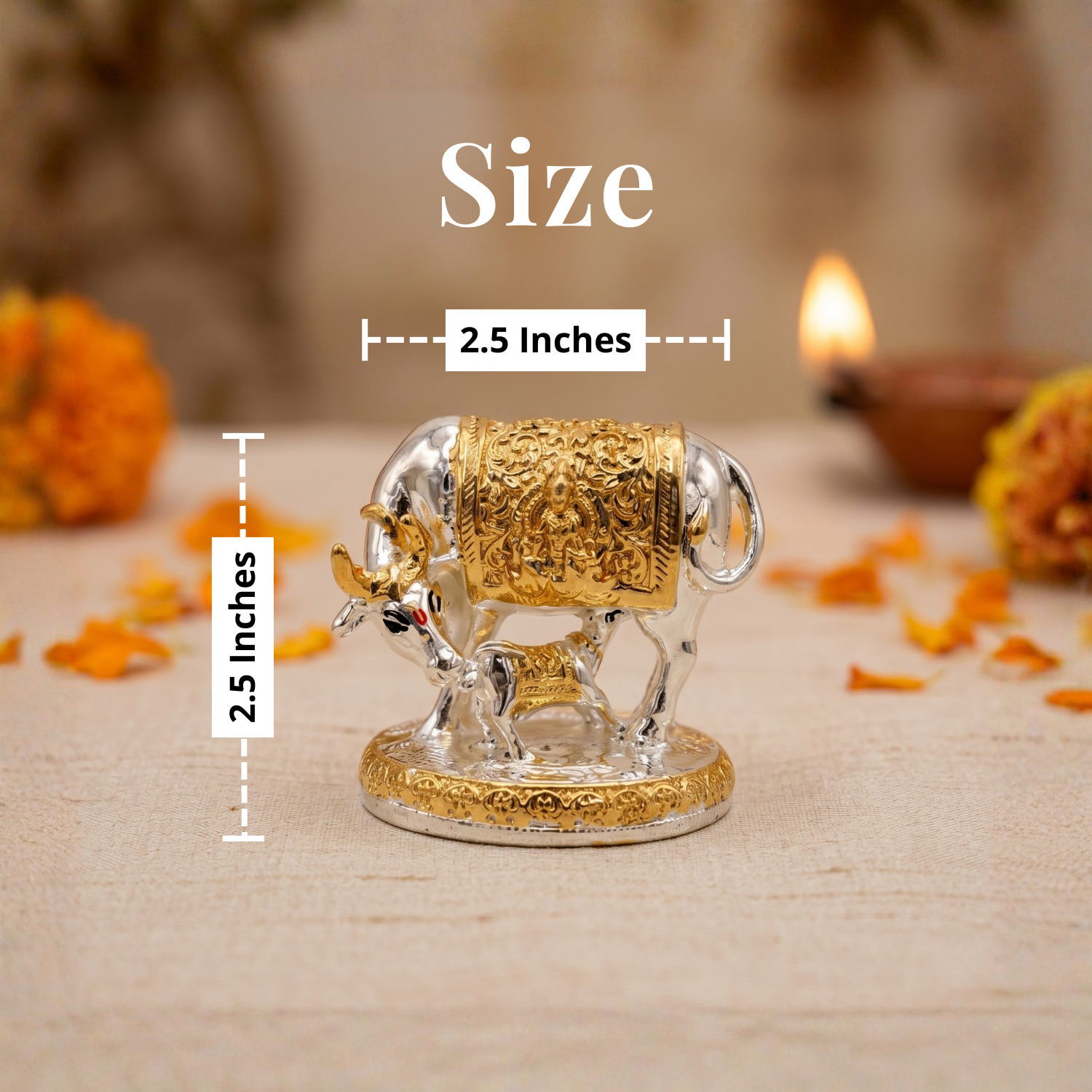 Kamdhenu Cow Gold & Silver-Plated Idol