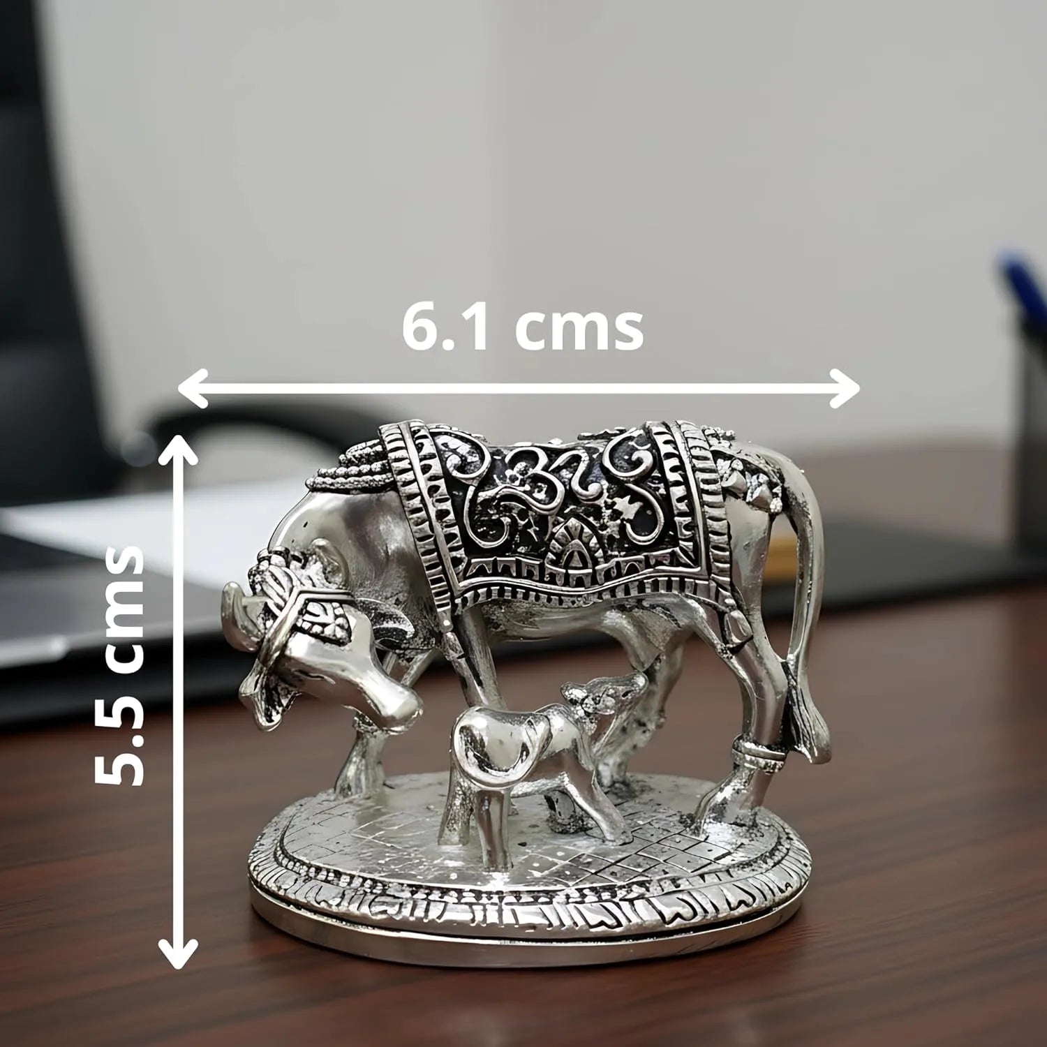 Kamdhenu Cow with Calf Idol Silver Plated-Small Secondary image