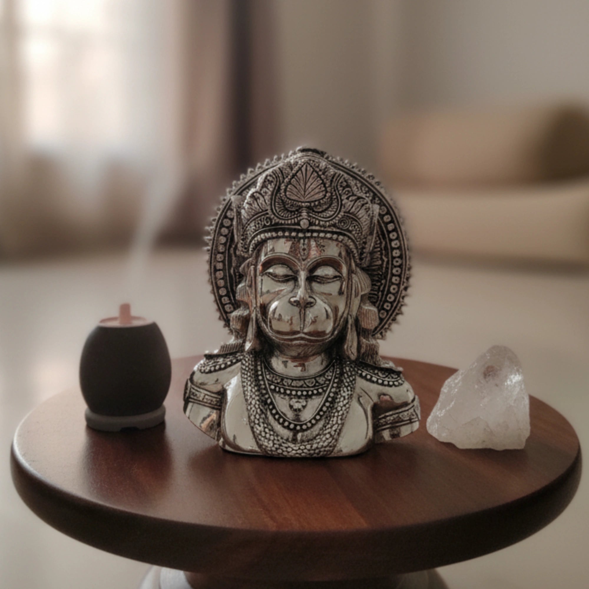 Lord Hanuman Silver-Plated Face Idol