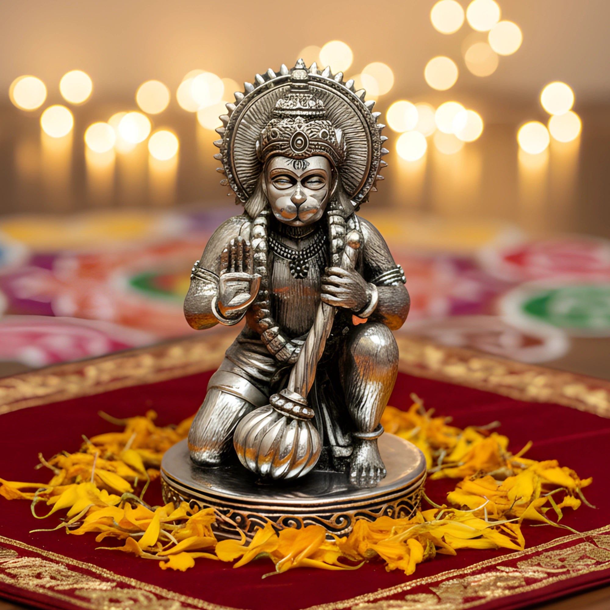Lord Hanuman Silver-Plated Idol