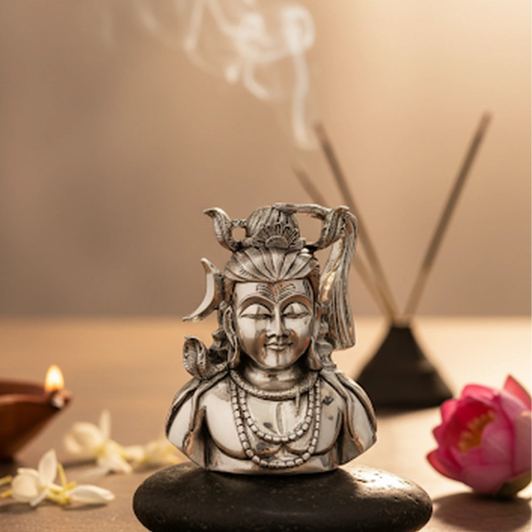 Lord Shiva Face Silver-Plated Idol