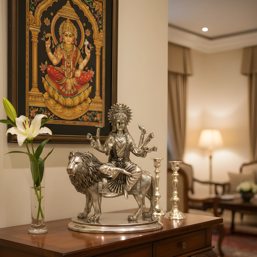 Maa Durga Silver-Plated Idol