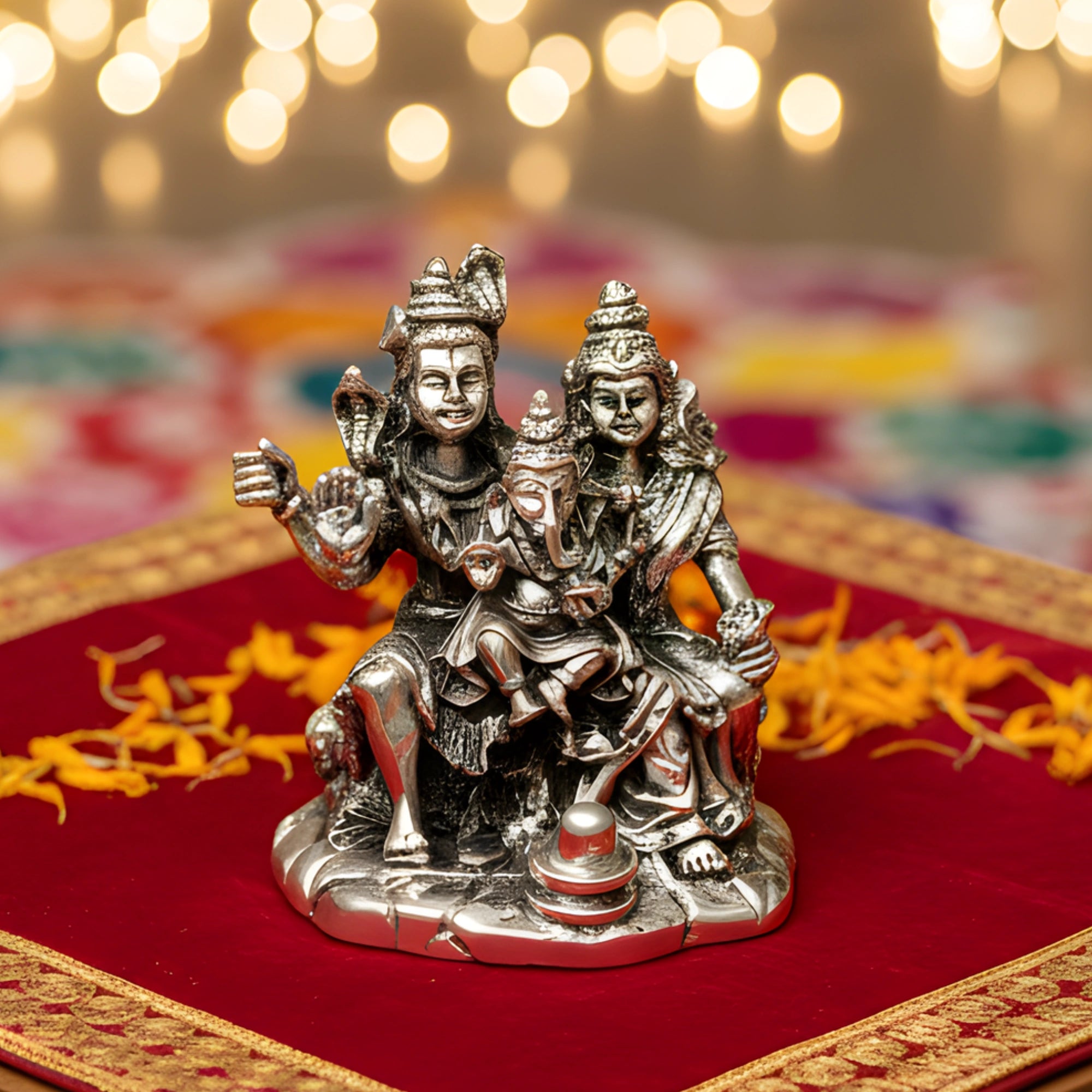 Lord Shiva Family Silver-Plated (Shiv Parivar) Idol Set Main image