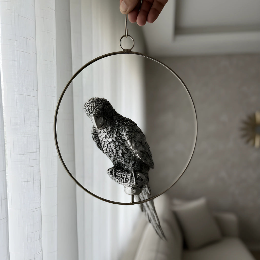 Hanging Parrot Silver-Plated Showpiece