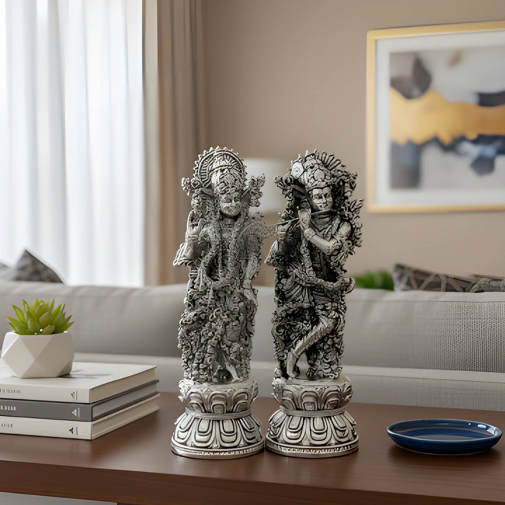 Radha Krishna Silver-Plated Idol Set