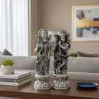 Radha Krishna Silver-Plated Idol Set