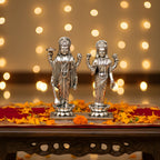Lord Vishnu & Goddess Lakshmi Idol 999 Silver-Plated Set