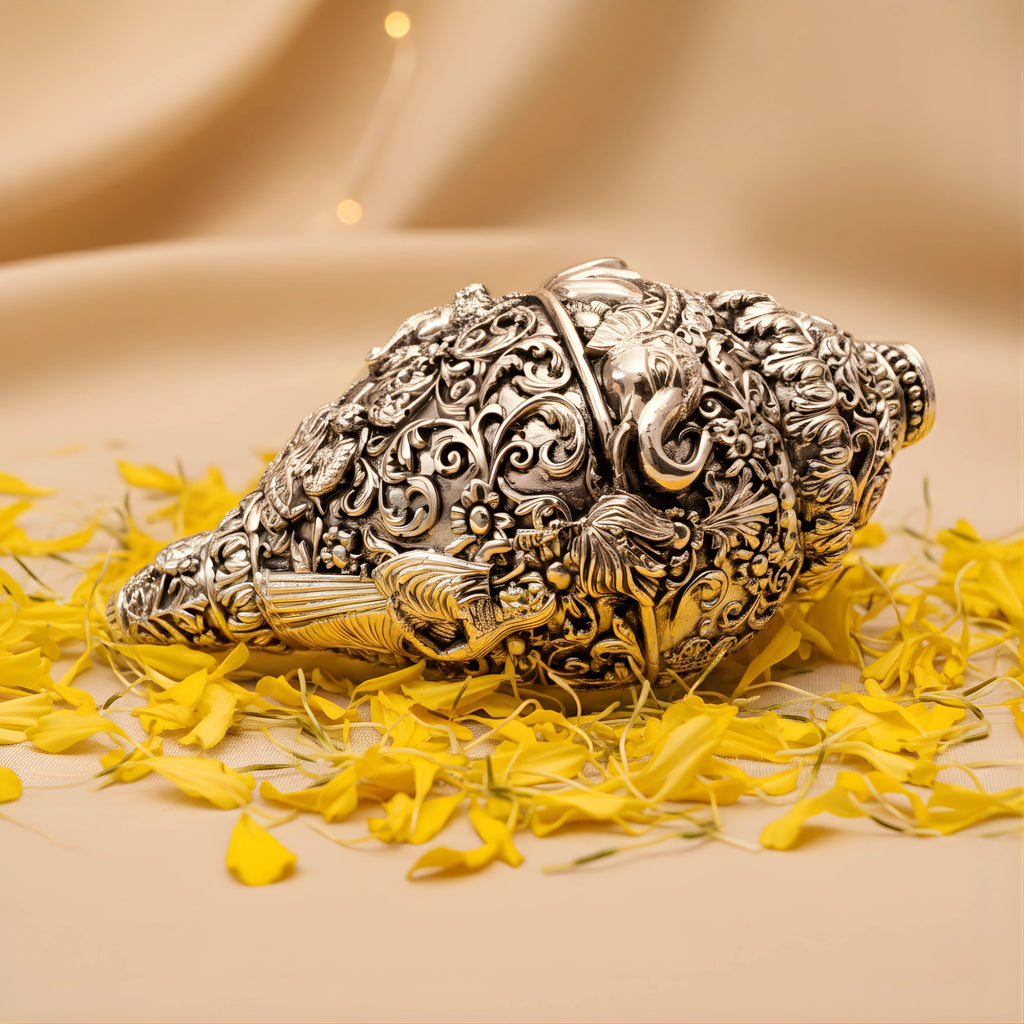 Ganesh Shankh Silver-Plated | Large (6")
