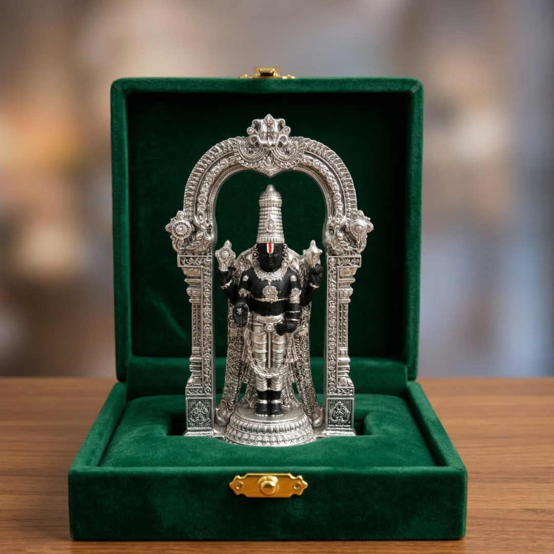 Silver-Plated Standing Lord Balaji Idol | 4.7 Inch Main image
