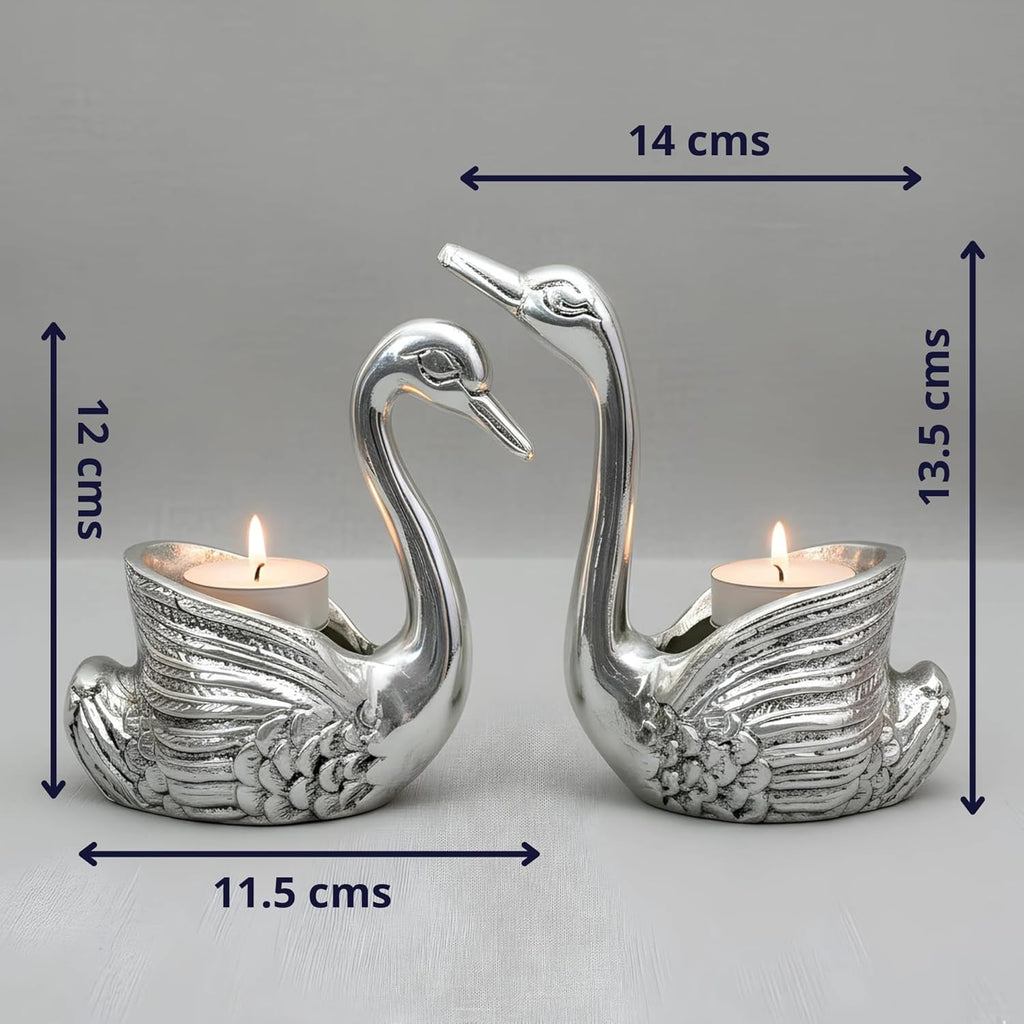 Swan Pair Silver-Plated Idol (4")